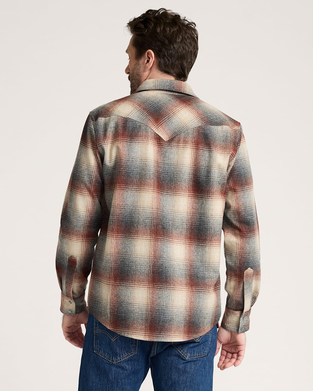 Pendleton Men's Canyon Shirt in Red/Grey Mix Ombre