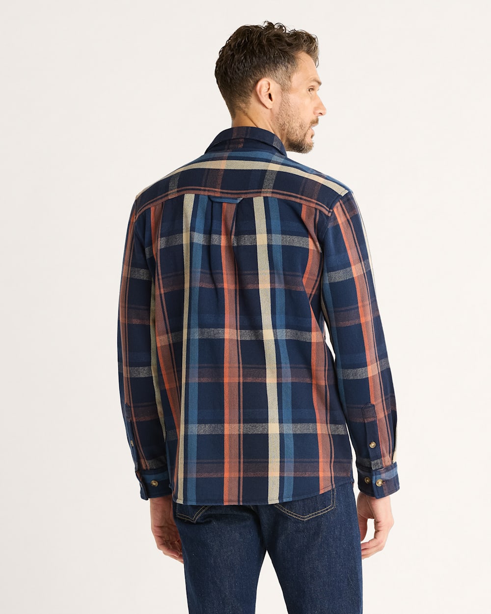PENDLETON MEN'S PLAID ARCADIA FLANNEL SHIRT-NAVY MULTI PLAID