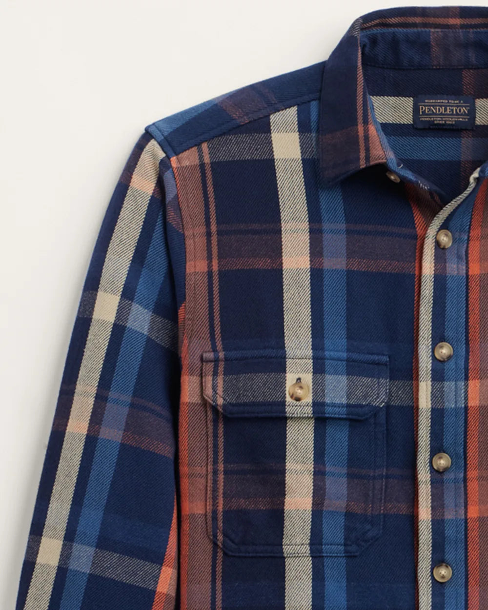 PENDLETON MEN'S PLAID ARCADIA FLANNEL SHIRT-NAVY MULTI PLAID