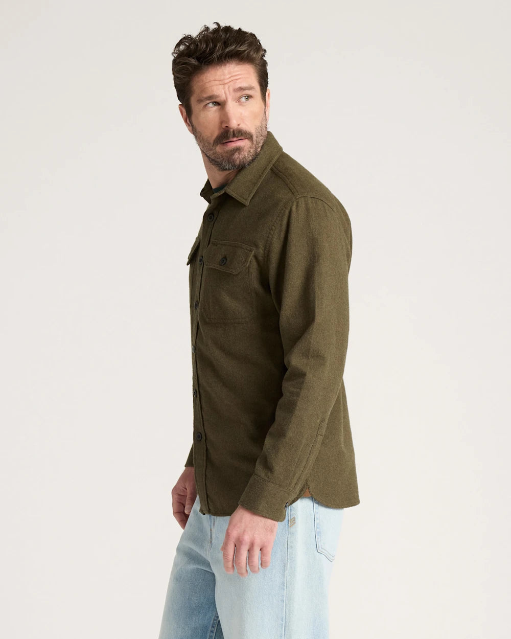 PENDLETON MEN'S BURNSIDE COTTON FLANNEL SHIRT FOREST GREEN HEATHER