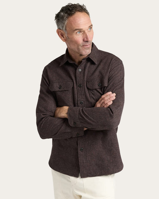 Pendleton Men's Burnside Flannel Shirt in Brown Heather