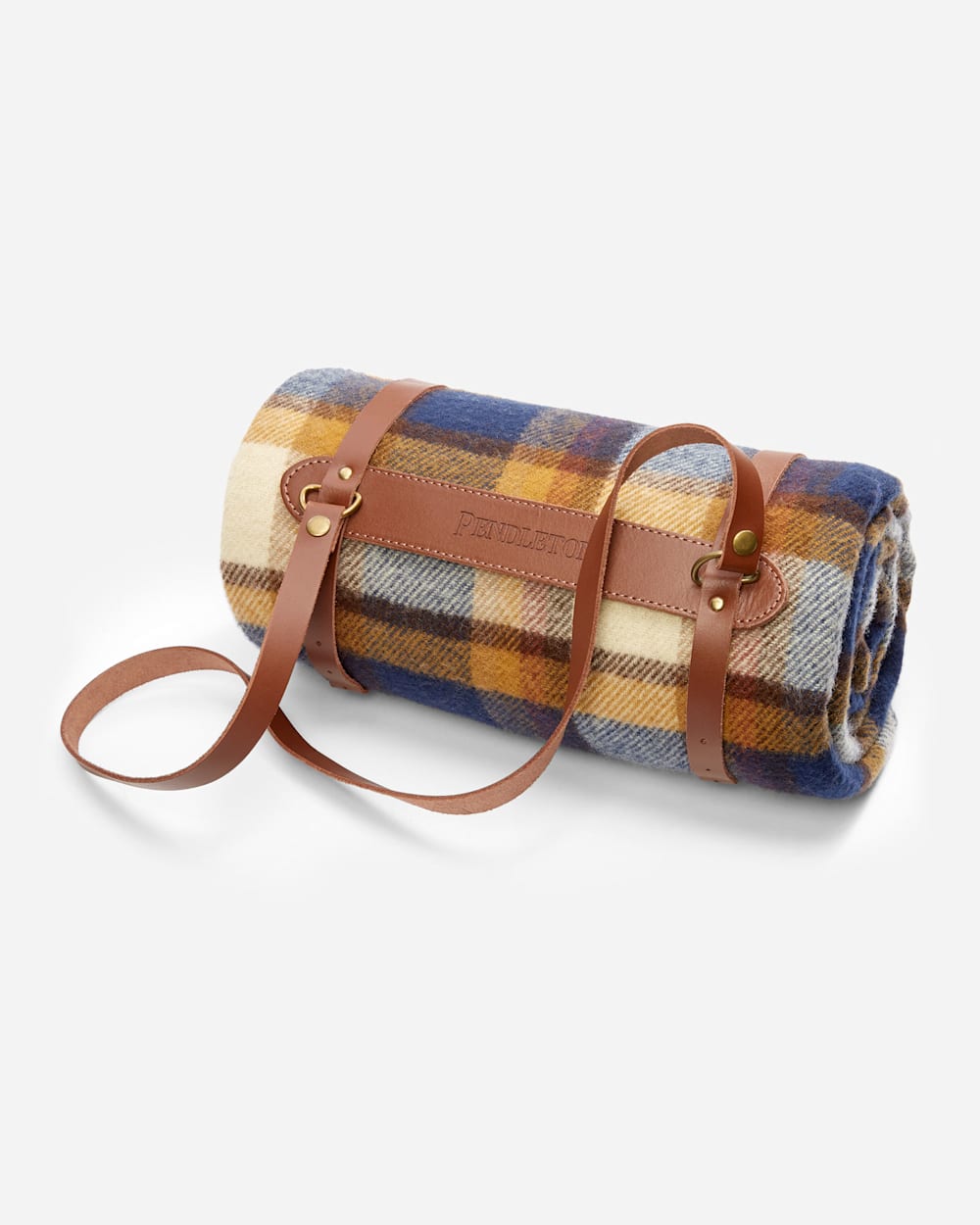 PENDLETON MOTOR ROBE THROW WITH LEATHER CARRIER- STEENS MOUNTAIN