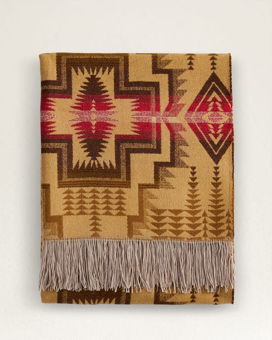 PENDLETON HARDING STAR FRINGED THROW- BRONZE