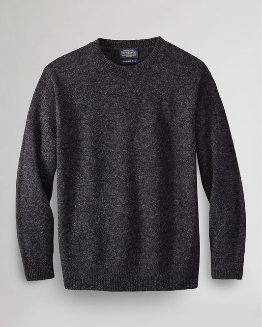 Pendleton Men's Relaxed Shetland Crew Sweater in Black Heather