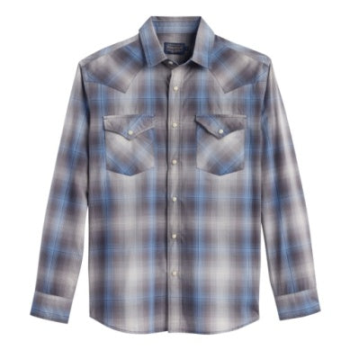 Pendleton Men's Frontier Shirt Long Sleeve- Charcoal and Brick