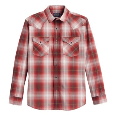 Pendleton Men's Frontier Shirt Long Sleeve- Charcoal and Brick