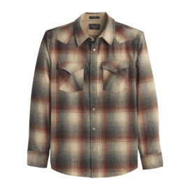 Pendleton Men's Canyon Shirt in Red/Grey Mix Ombre