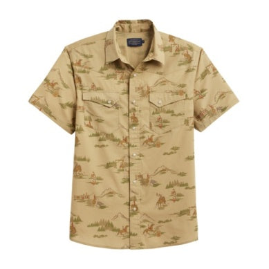 PENDLETON LARAMIE SHIRT SHORT SLEEVE- RANCH RODEO TAN