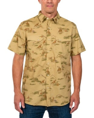 PENDLETON LARAMIE SHIRT SHORT SLEEVE- RANCH RODEO TAN