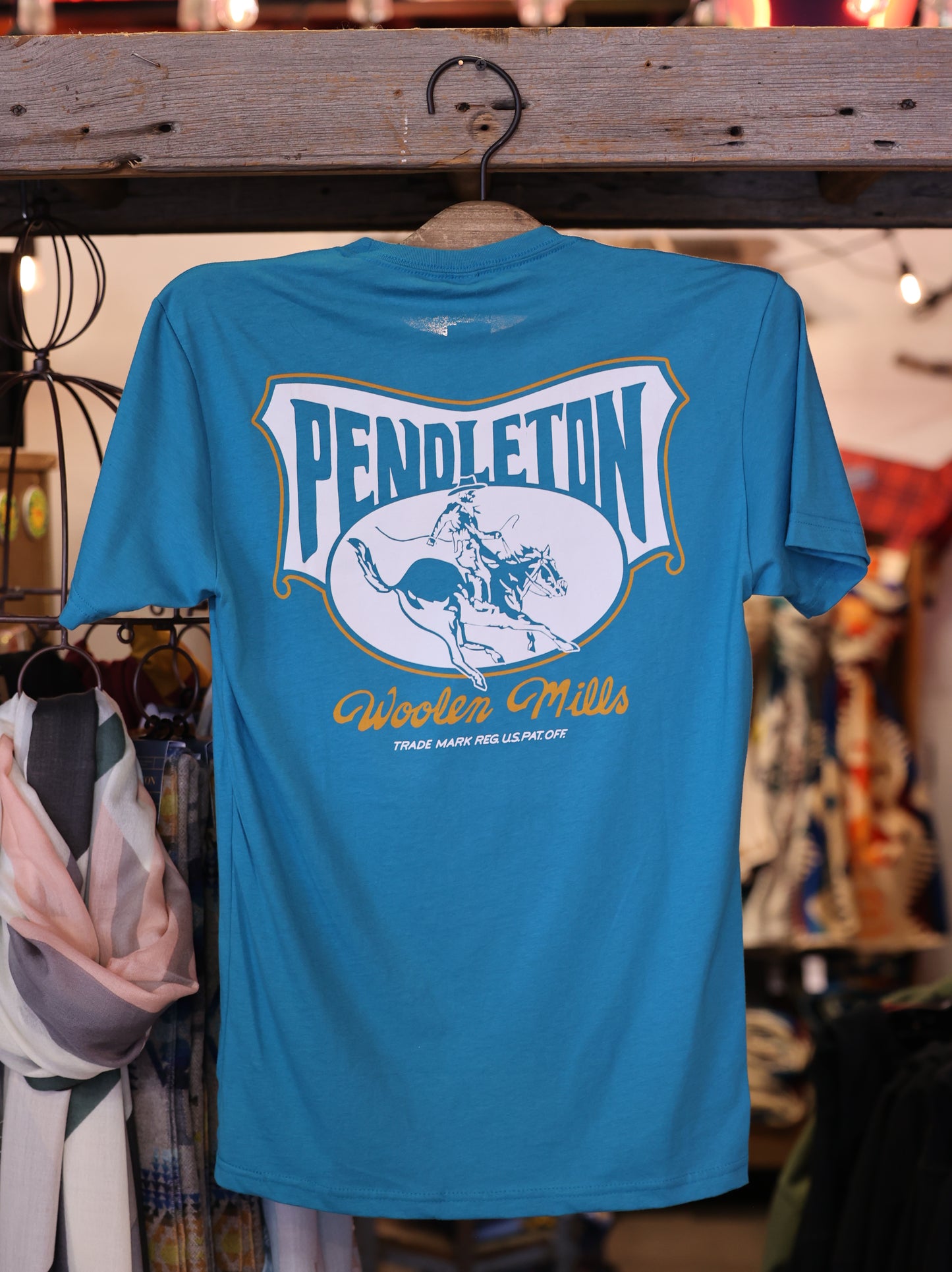 Pendleton Short Sleeve Rodeo Rider Graphic Tee in Teal & Orange