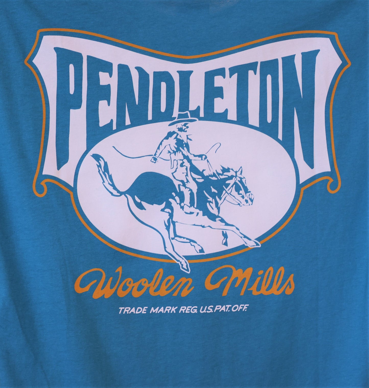 Pendleton Short Sleeve Rodeo Rider Graphic Tee in Teal & Orange