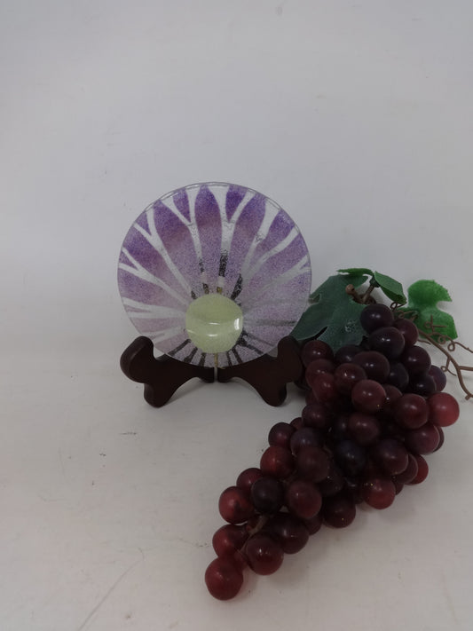 SYDENSTRICKER Glass Purple Flower with Yellow Center Disc