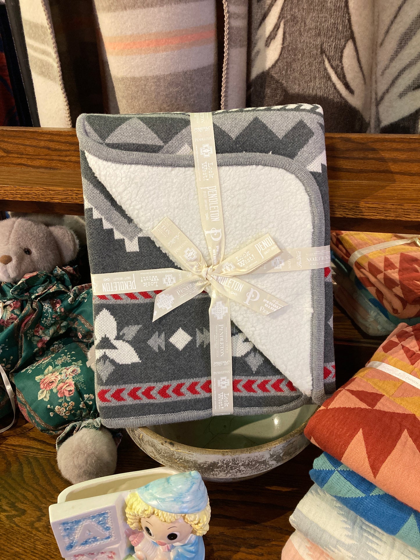 PENDLETON KNIT SHERPA BABY BLANKET- LOST TRAIL