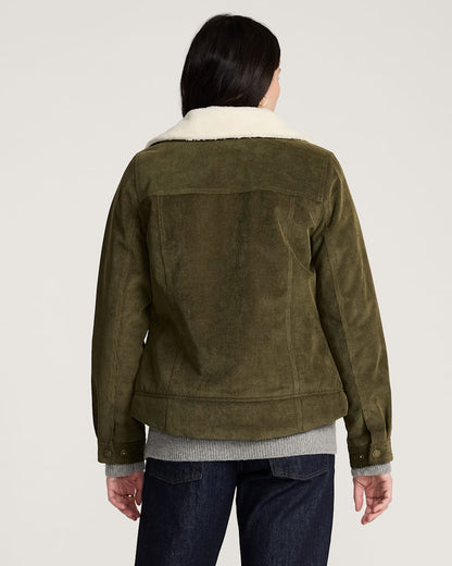 Pendleton Women's Wind River Corduroy Trucker in Dark Olive