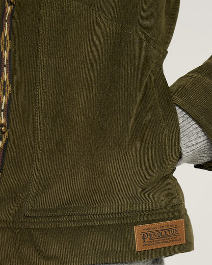 Pendleton Women's Wind River Corduroy Trucker in Dark Olive
