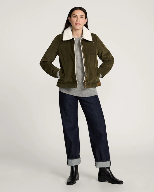 Pendleton Women's Wind River Corduroy Trucker in Dark Olive