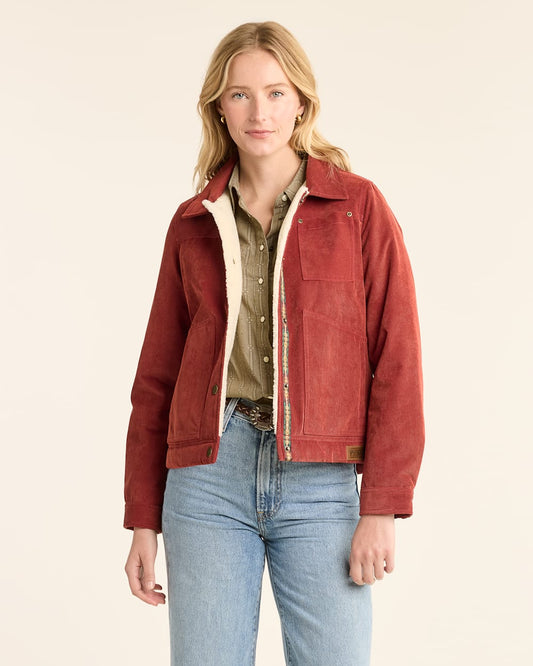 Pendleton Women's Wind River Corduroy Trucker jacket in Roasted Russett