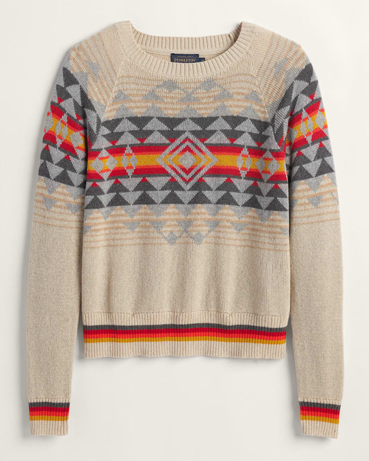 Pendleton Raglan Cotton Graphic Sweater in Driftwood Multi