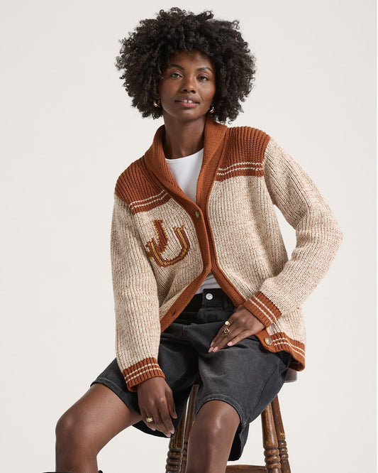 Pendleton Heritage Cardigan in Ecru Heather/ Copper