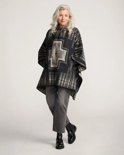 Pendleton Poncho in Harding Black and Tan