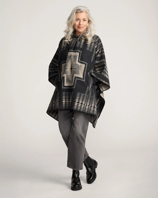 Pendleton Poncho in Harding Black and Tan