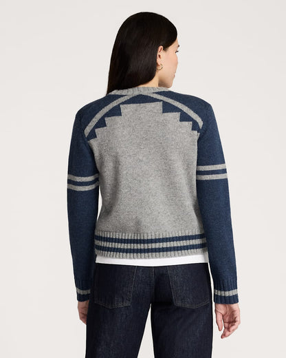 Pendleton Women's Graphic Shetland Crew Sweater in Grey Blue Heather
