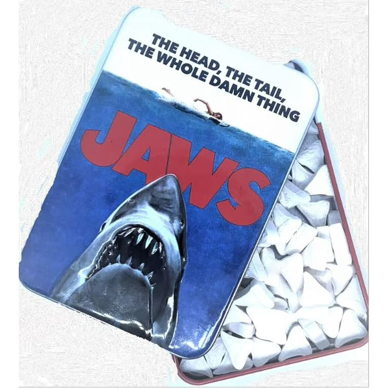 JAWS AMITY ISLAND SOURS SHARK TOOTH CANDY 1.2 OZ TIN