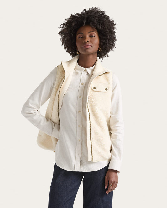 Pendleton Laurel Zip Front Berber Vest in Bone