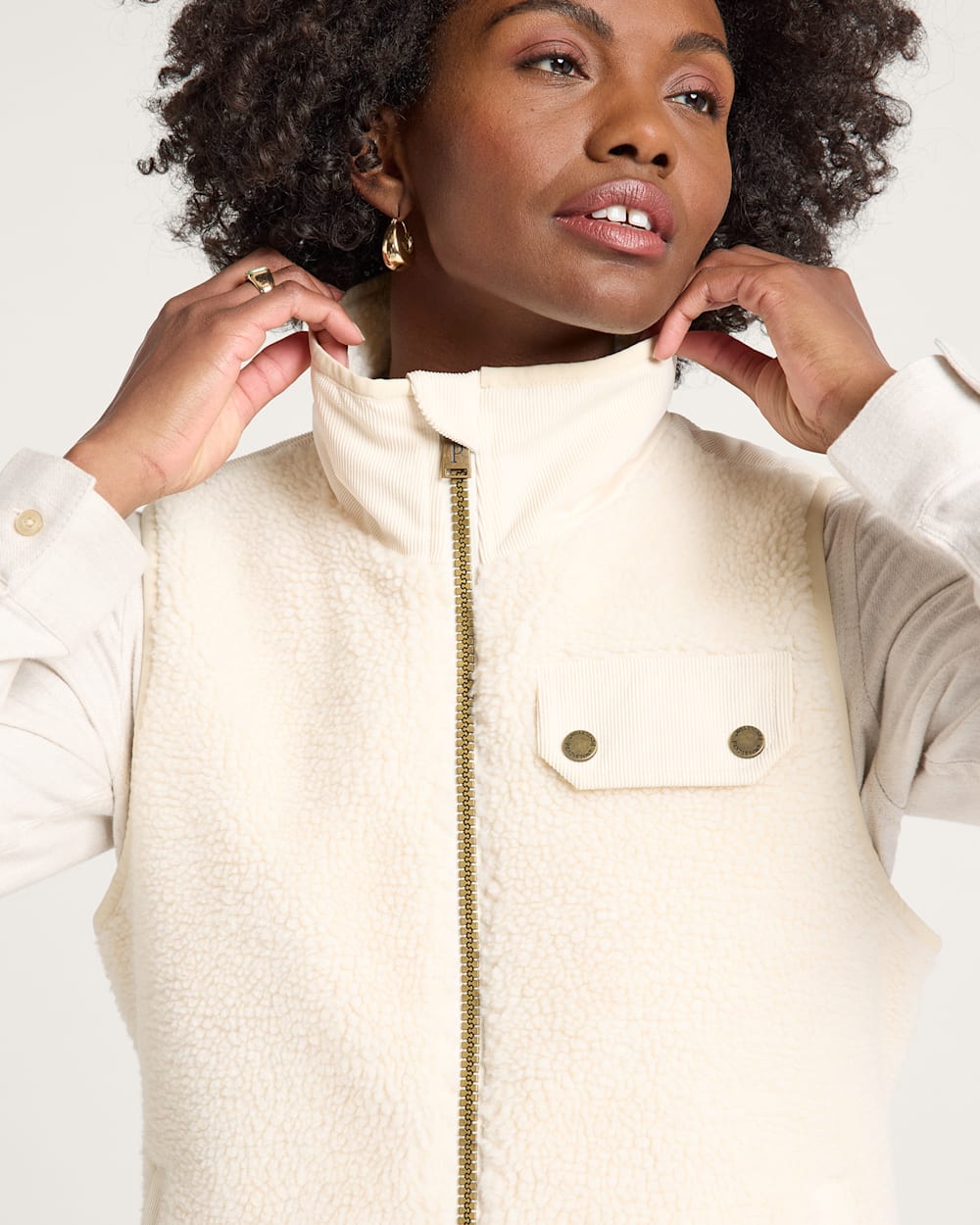 Pendleton Laurel Zip Front Berber Vest in Bone
