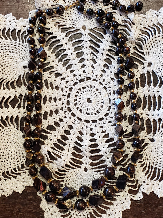 Double Strand Brown Necklace