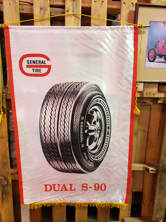 Vintage ORIGINAL General Tire Satin Sales Banner (Dual S90)