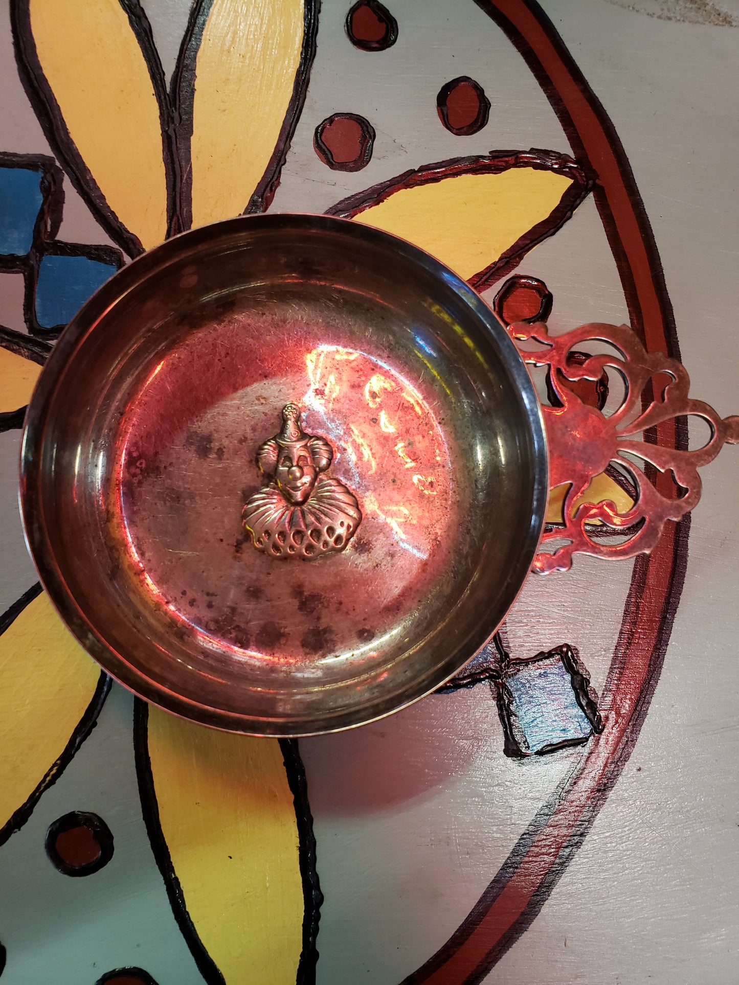 LUNT Silver plated Porringer with embossed Clown