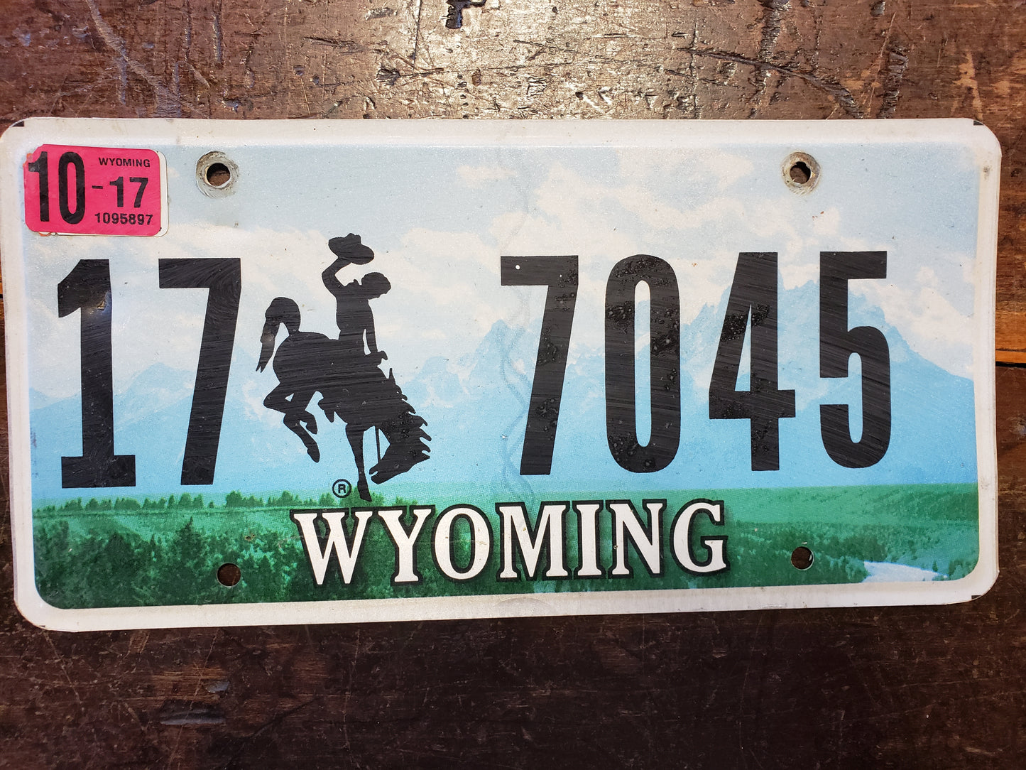 2011 Wyoming License Plate 17 7045