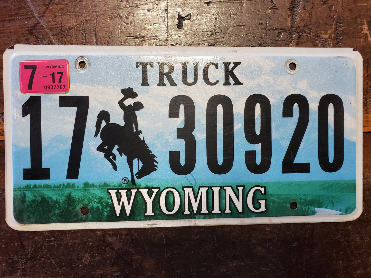 2017 Wyoming TRUCK License Plate 17 30920