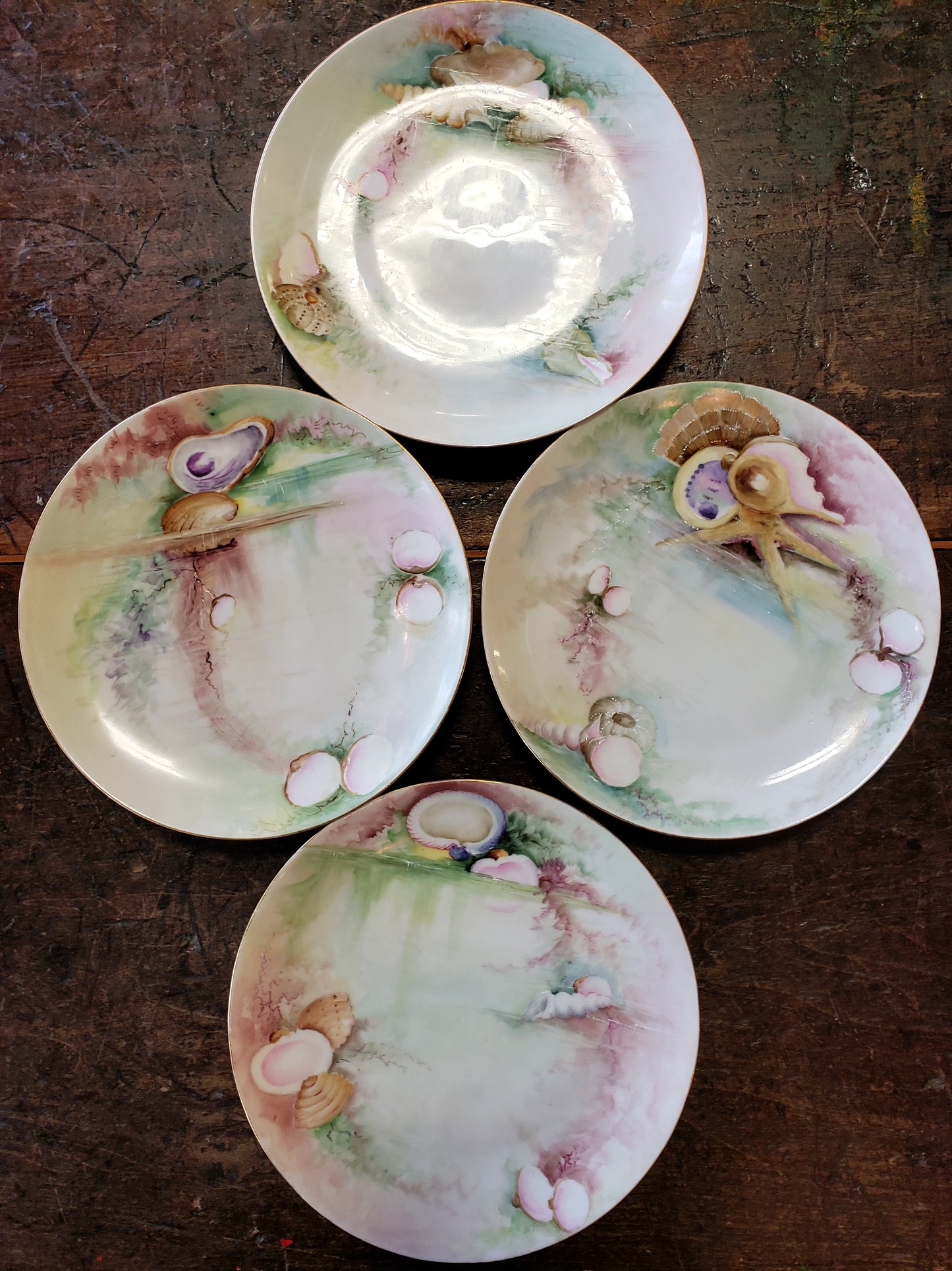 KPM Germany seashell plates Set of 4