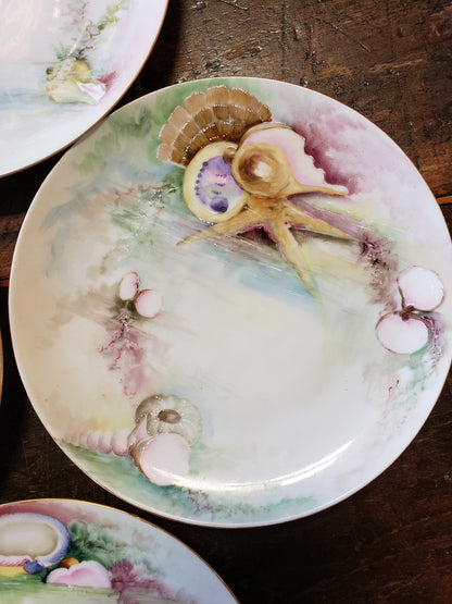 KPM Germany seashell plates Set of 4