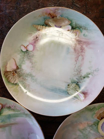 KPM Germany seashell plates Set of 4