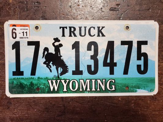2011 Wyoming license plate 17 13475