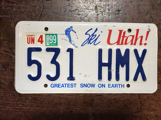 1999 Utah license plate 531 HMX
