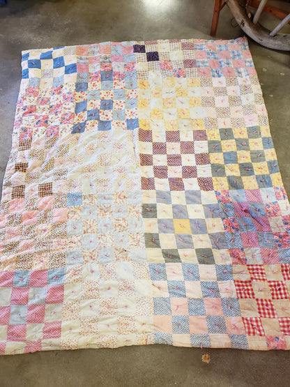 Vintage Quilt made from feed sack material