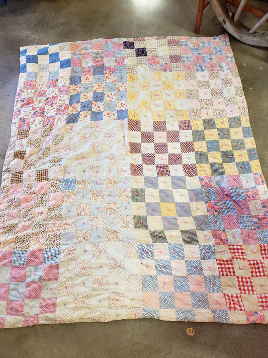 Vintage Quilt made from feed sack material