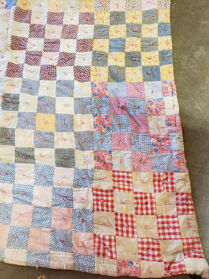 Vintage Quilt made from feed sack material