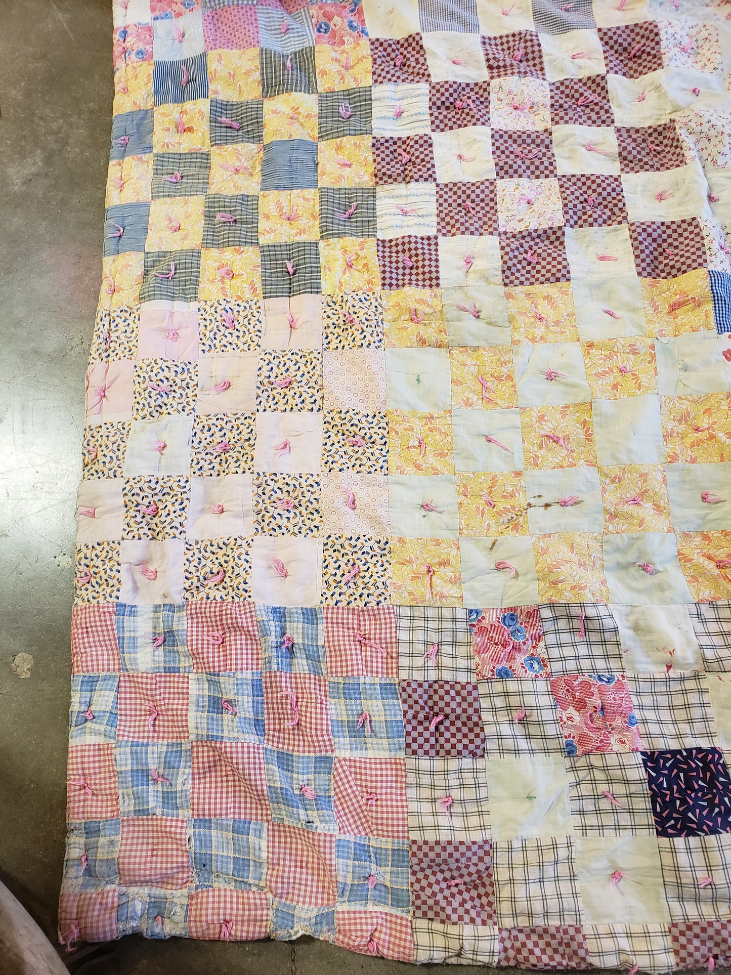 Vintage Quilt made from feed sack material