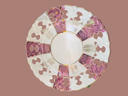 Purple and White teacup plate