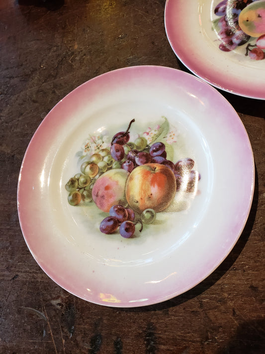 Set of 3 German China fruit themed plates.