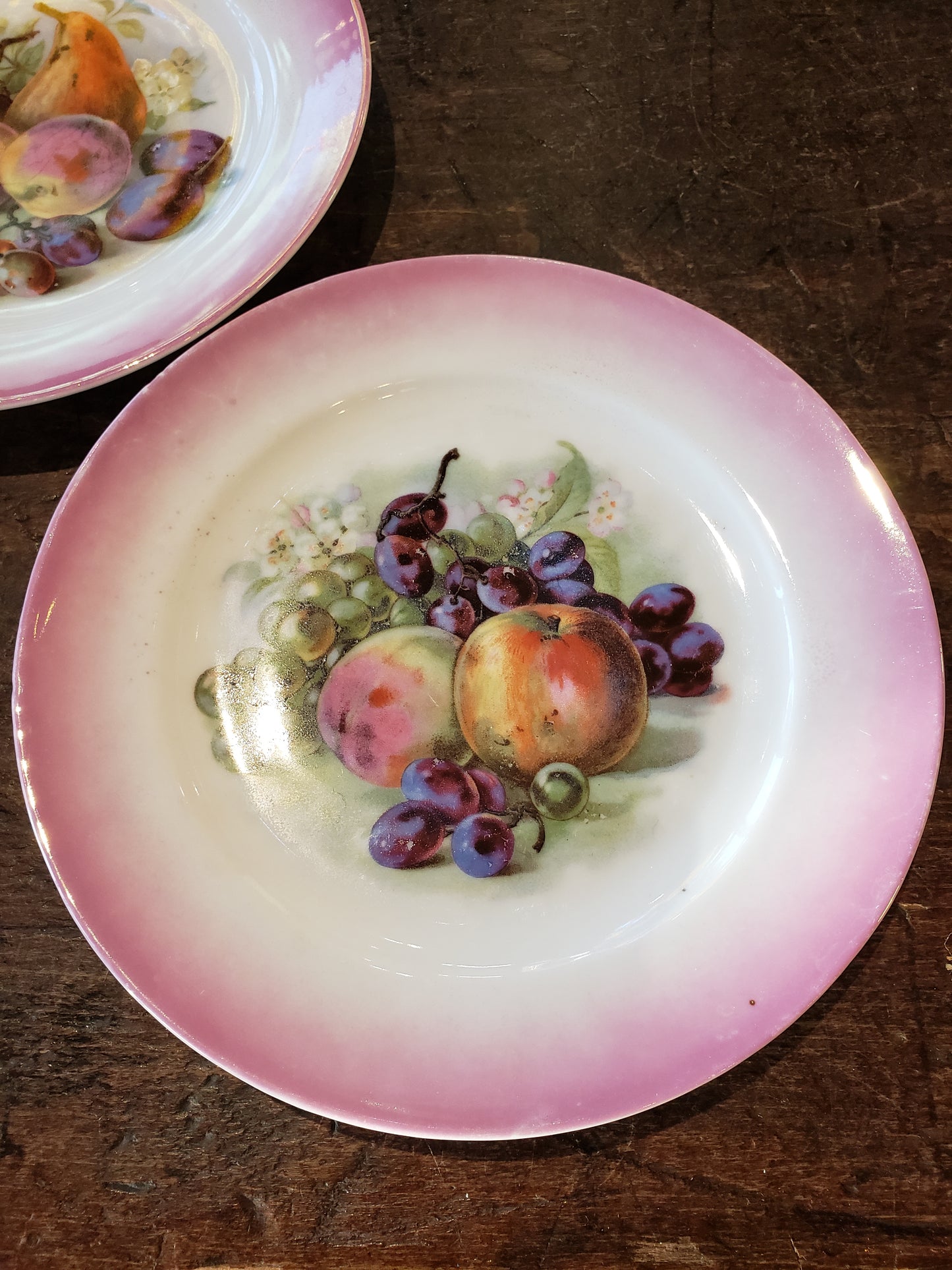 Set of 3 German China fruit themed plates.