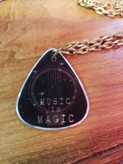 Music is Magic Guitar Pick Necklace