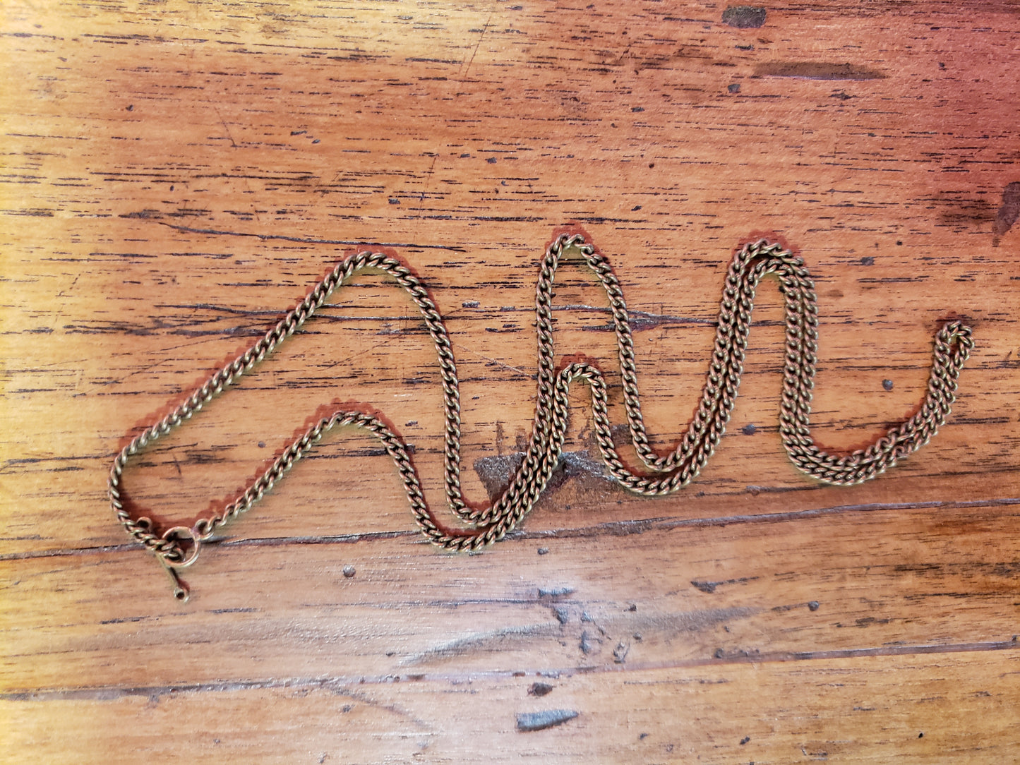 Brass Necklace with toggle clasp