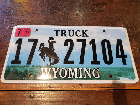 2017 Wyoming license plate 17 27104