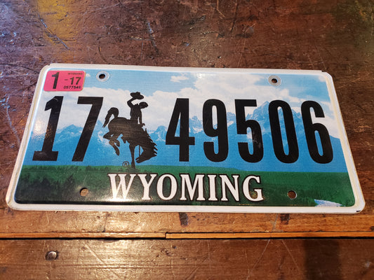 2017 Wyoming license plate 17 49506